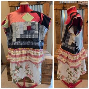 Upcycled Quilt-top Tunic Or Mini Dress L-XL Dont Throw It Out